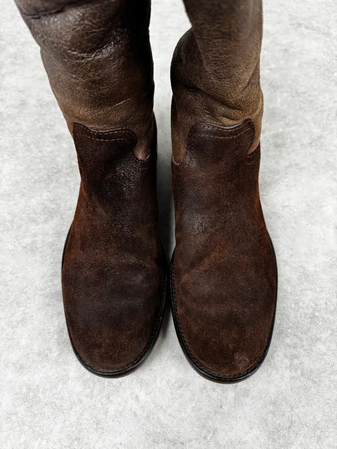 2000s Dsquared2 Brown Biker Leather Ankle Boots zlAusrL 3