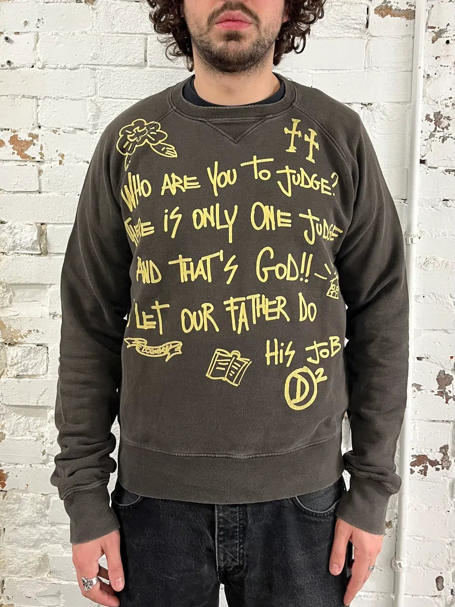 2000s Dsquared2 Brown God Crewneck Sweater PKQbrPI 1