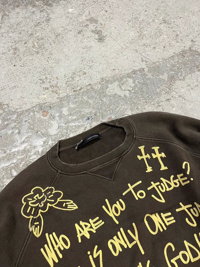 2000s Dsquared2 Brown God Crewneck Sweater PKQbrPI 4