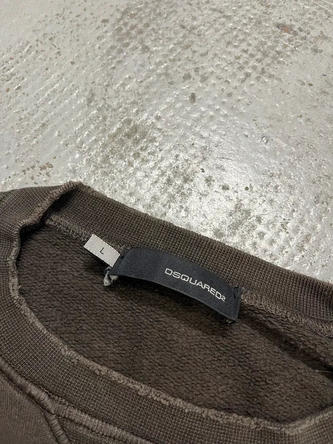 2000s Dsquared2 Brown God Crewneck Sweater PKQbrPI 8