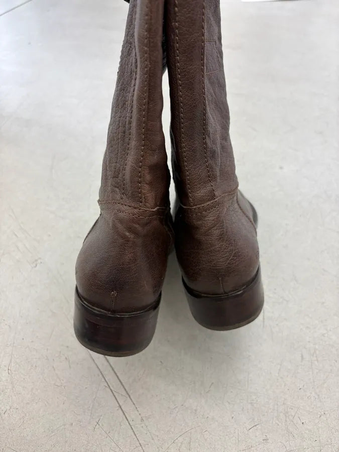 2000s Dsquared2 Brown Leather Ankle Boots DParrzN 5