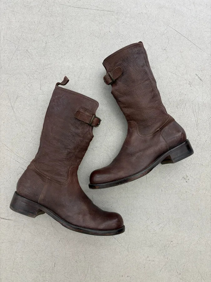 2000s Dsquared2 Brown Leather Ankle Boots DParrzN 0