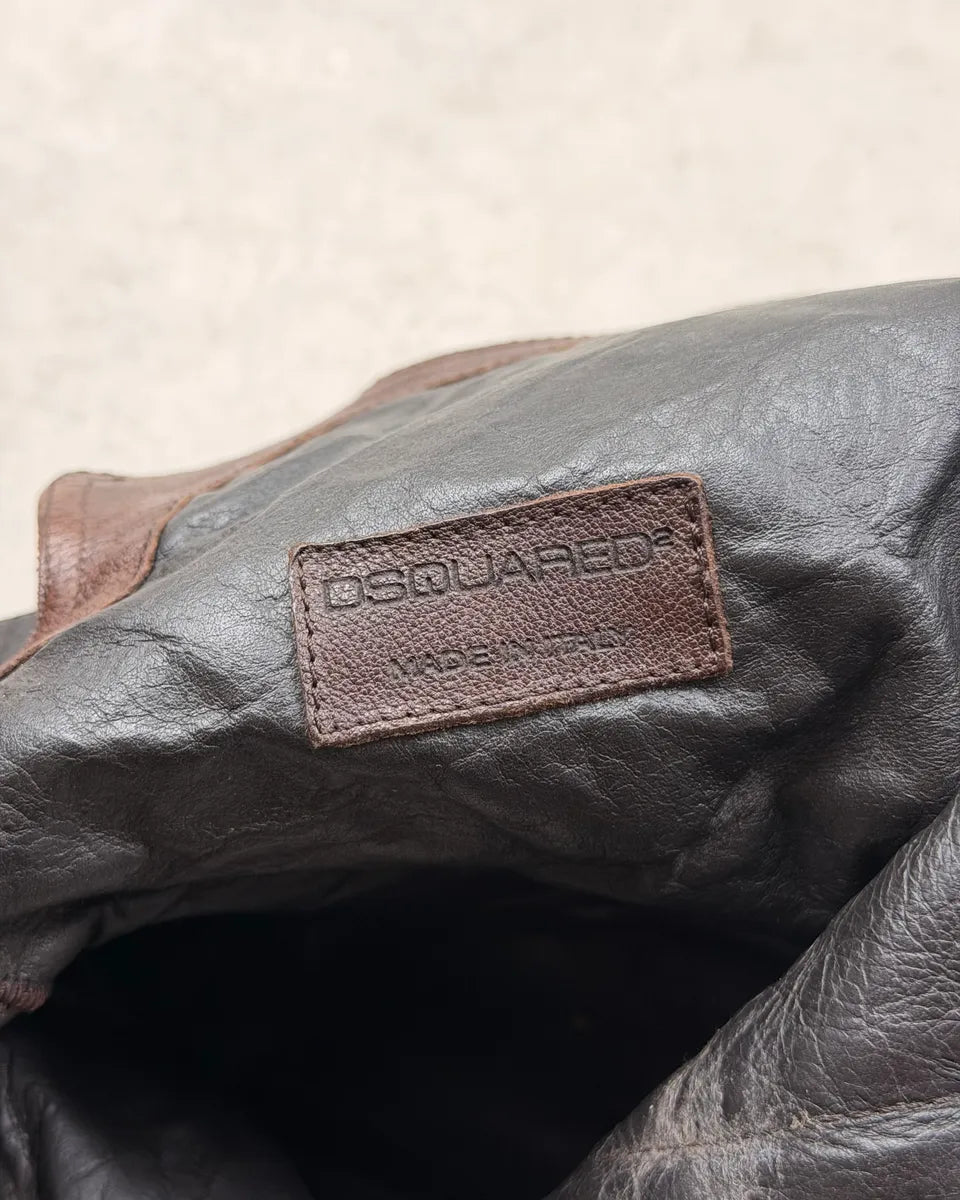 2000s Dsquared2 Brown Leather Buckle Boots YhqtlDN 10