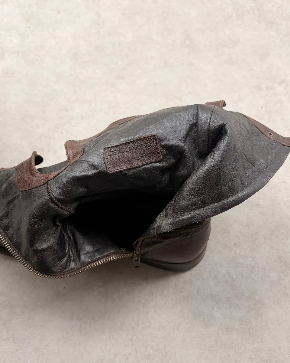 2000s Dsquared2 Brown Leather Buckle Boots YhqtlDN 11