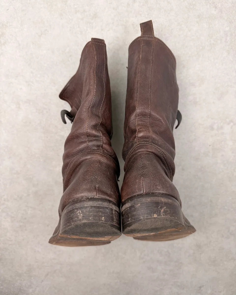 2000s Dsquared2 Brown Leather Buckle Boots YhqtlDN 6