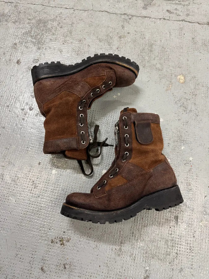 2000s Dsquared2 Brown Leather Front Zip Boots UpwuxPZ 3