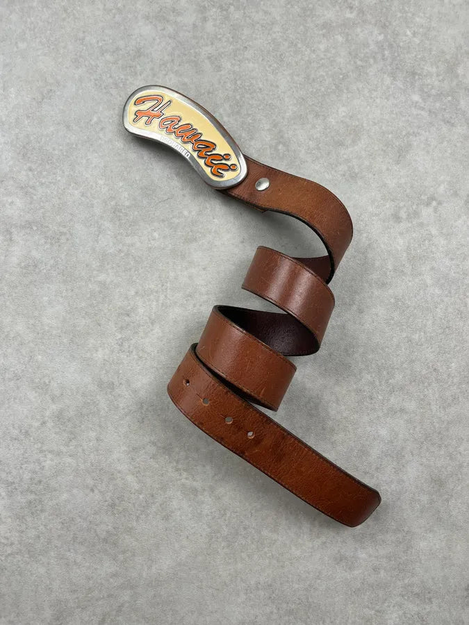 SS2005 Dsquared2 Brown Leather Hawaii Buckle Belt BDPciti 2