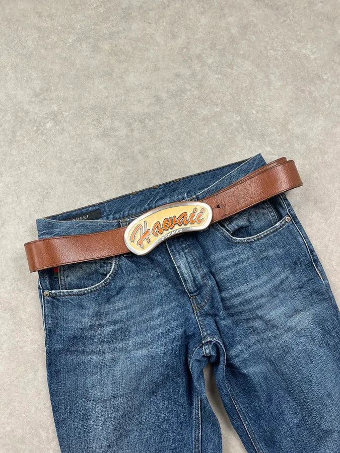 SS2005 Dsquared2 Brown Leather Hawaii Buckle Belt BDPciti 0