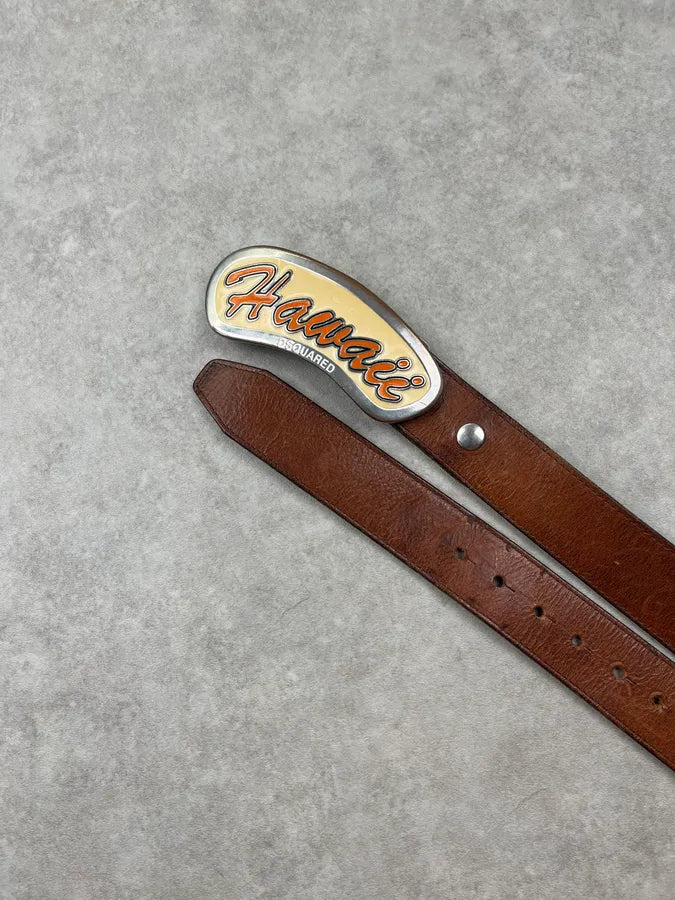 SS2005 Dsquared2 Brown Leather Hawaii Buckle Belt BDPciti 4