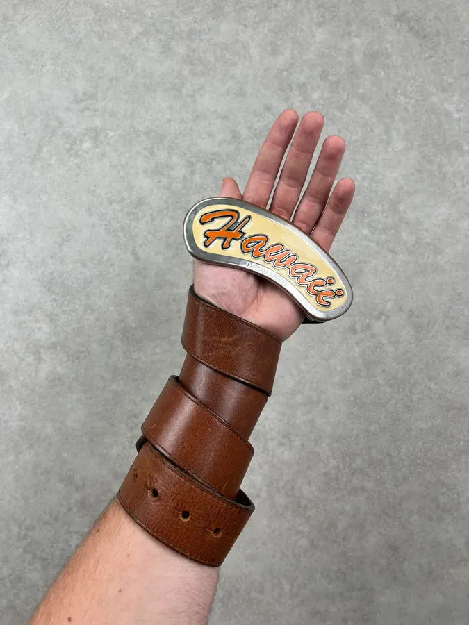 SS2005 Dsquared2 Brown Leather Hawaii Buckle Belt BDPciti 3