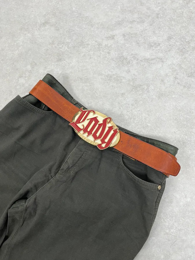 2000s Dsquared2 Brown Leather LADY Buckle Belt fyZucKu 1