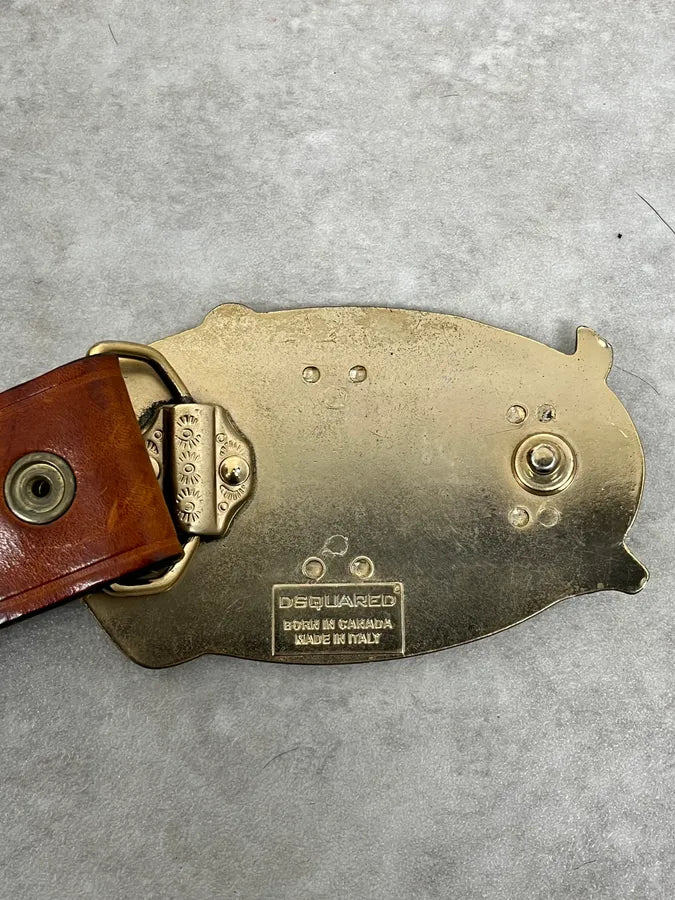 2000s Dsquared2 Brown Leather LADY Buckle Belt fyZucKu 3