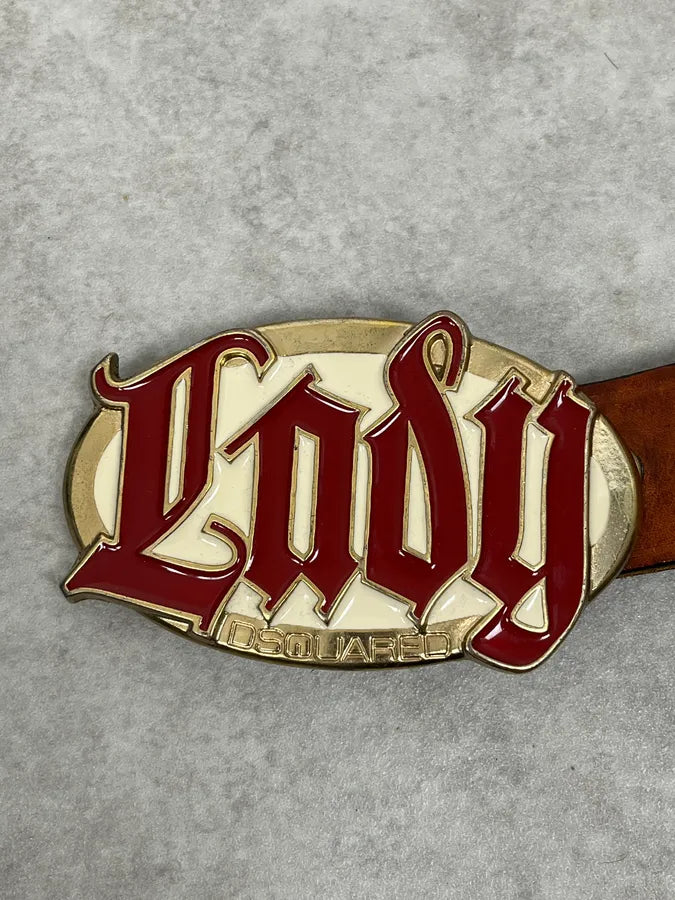 2000s Dsquared2 Brown Leather LADY Buckle Belt fyZucKu 6