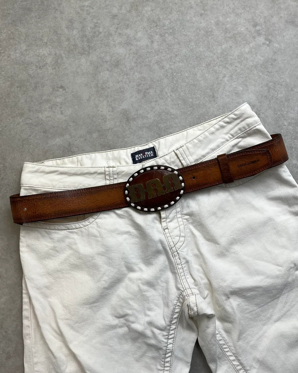 2000s Dsquared2 Brown Leather Logo Belt dcCWgxR 0