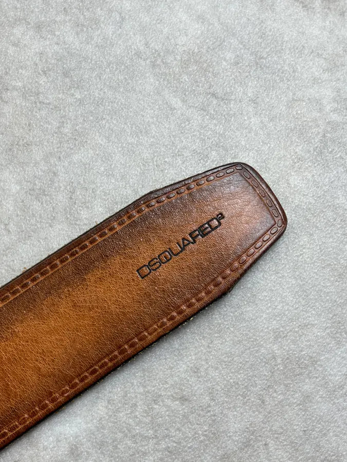 2000s Dsquared2 Brown Leather Logo Belt dcCWgxR 8