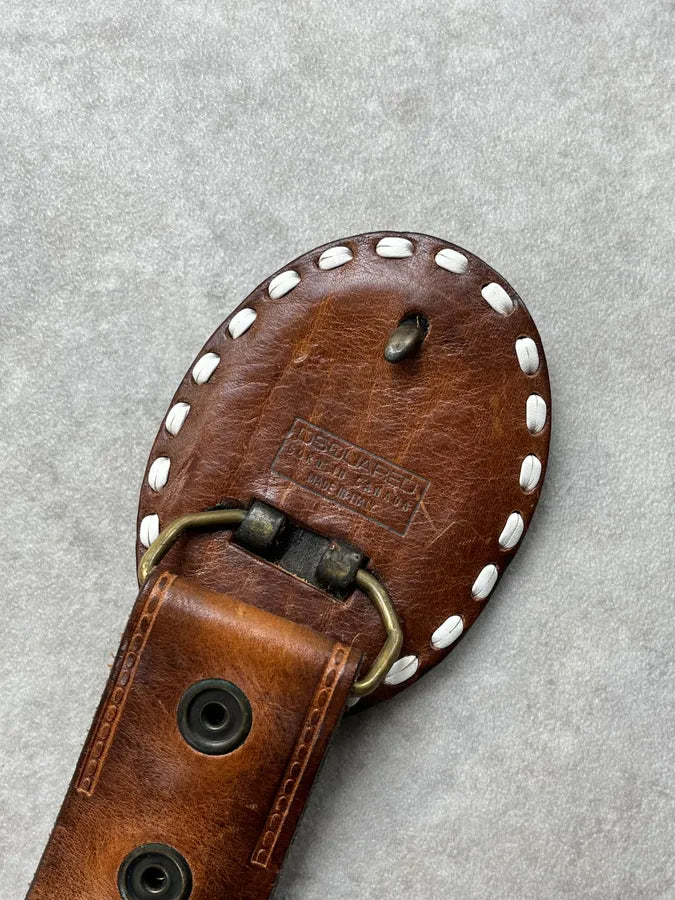 2000s Dsquared2 Brown Leather Logo Belt dcCWgxR 6