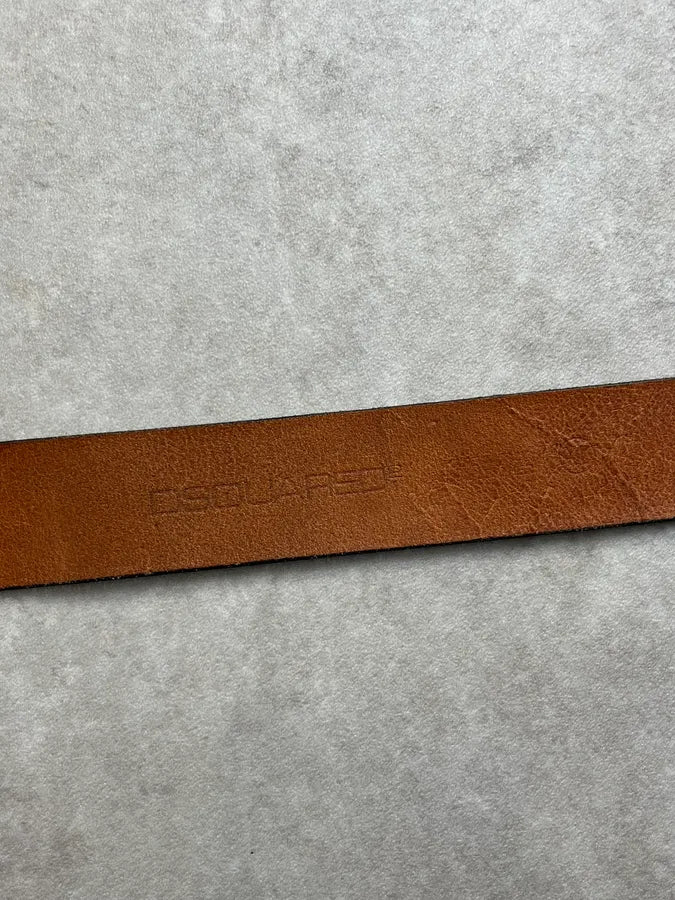 2000s Dsquared2 Brown Leather Logo Belt dcCWgxR 7