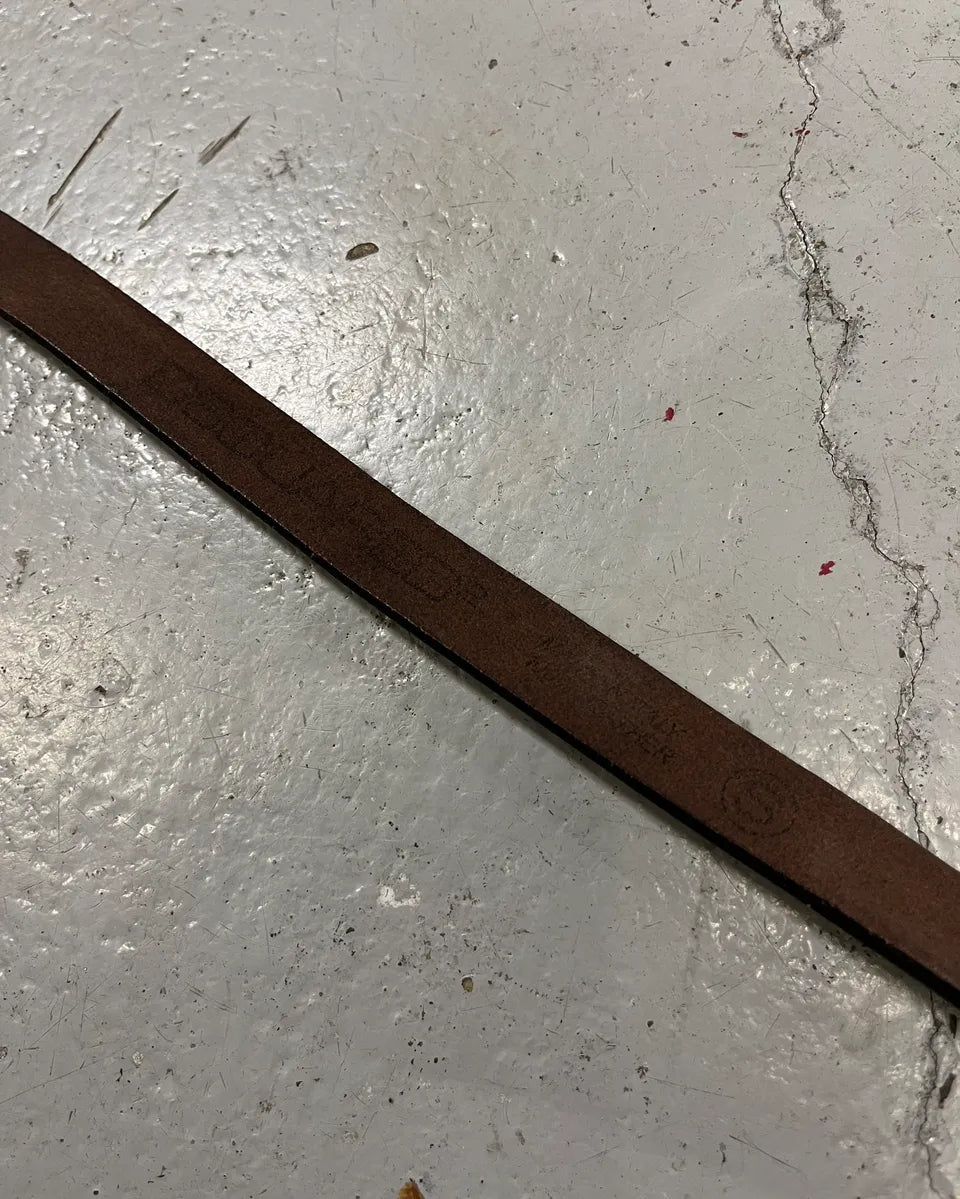 2000s Dsquared2 Brown Leather Red Oval Logo Buckle Belt ylEJcVg 9