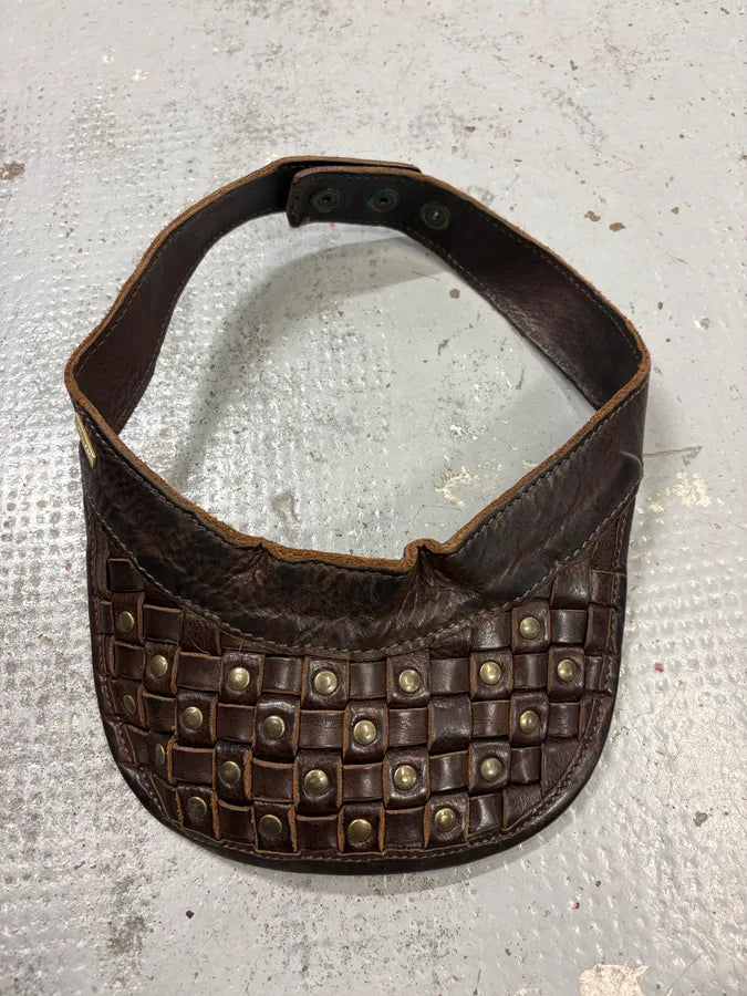 2000s Dsquared2 Brown Leather Studded Hat CeUmjyN 2