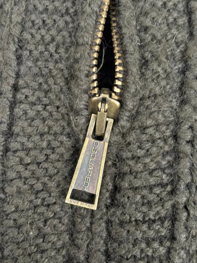 2000s Dsquared2 Brown Premium Zip-up Cardigan Sweater fCnkdkL 10