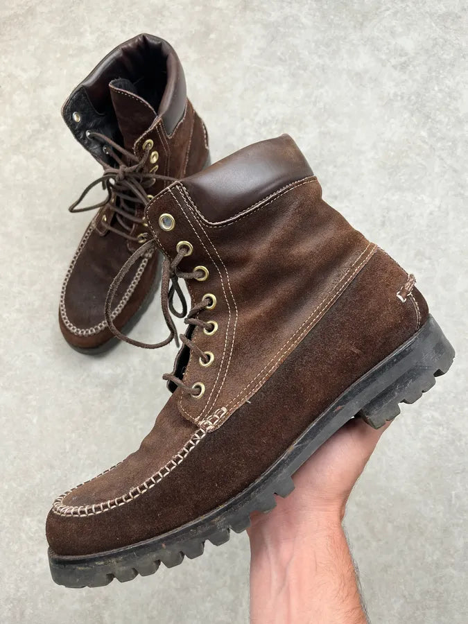 2000s Dsquared2 Brown Suede Leather Lace-Up Boots VYaJAyG 0