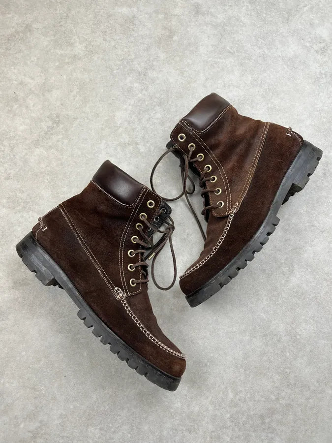 2000s Dsquared2 Brown Suede Leather Lace-Up Boots VYaJAyG 1