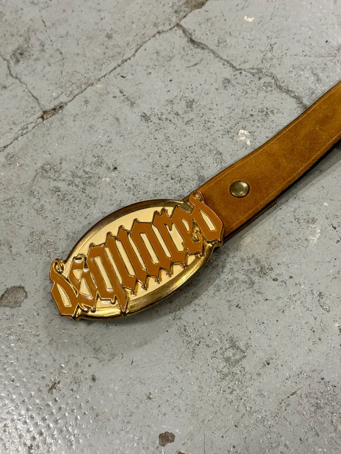 2000s Dsquared2 Camel Brown Suede Leather Belt XdVYgyt 4