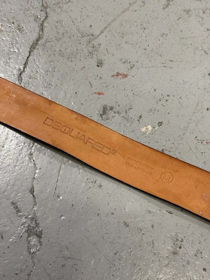 2000s Dsquared2 Camel Brown Suede Leather Belt XdVYgyt 7