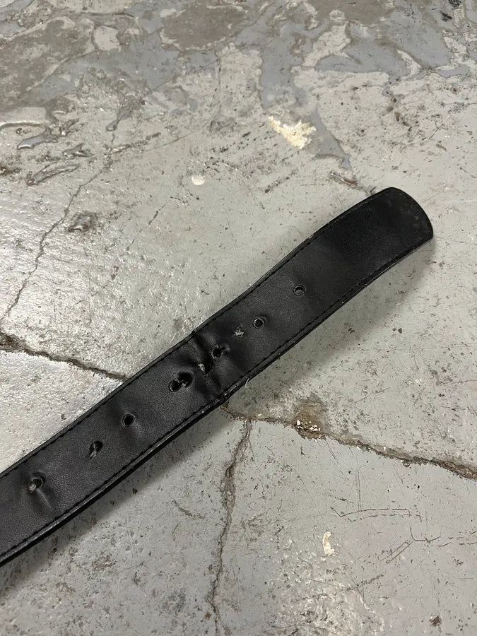 2000s Dsquared2 Colorful Flowers Black Leather Belt jDMZARz 5