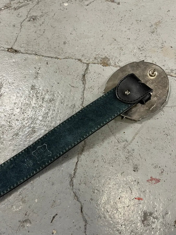 2000s Dsquared2 Colorful Flowers Black Leather Belt jDMZARz 6