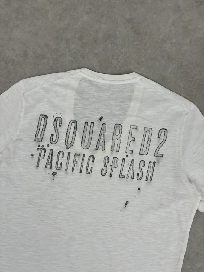 SS2015 Dsquared2 Cream White Palm Tree V Neck T-Shirt iQyOwqR 5