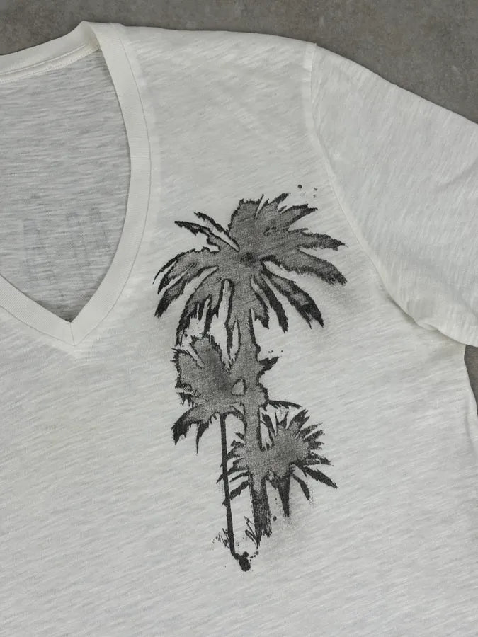 SS2015 Dsquared2 Cream White Palm Tree V Neck T-Shirt iQyOwqR 6
