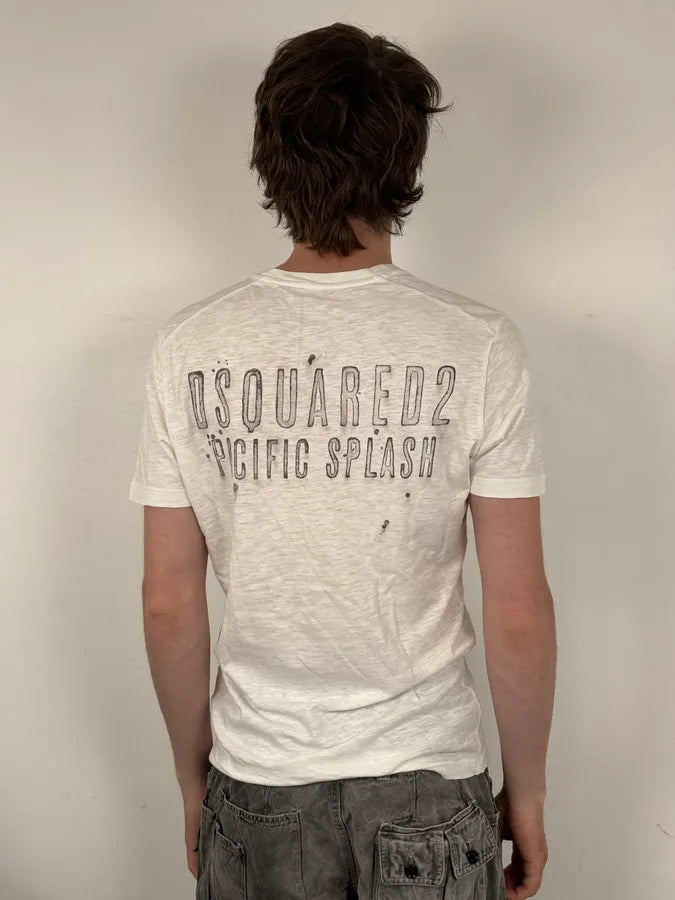SS2015 Dsquared2 Cream White Palm Tree V Neck T-Shirt iQyOwqR 2