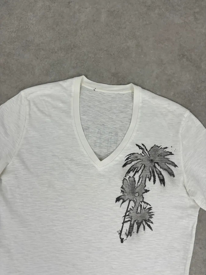 SS2015 Dsquared2 Cream White Palm Tree V Neck T-Shirt iQyOwqR 3