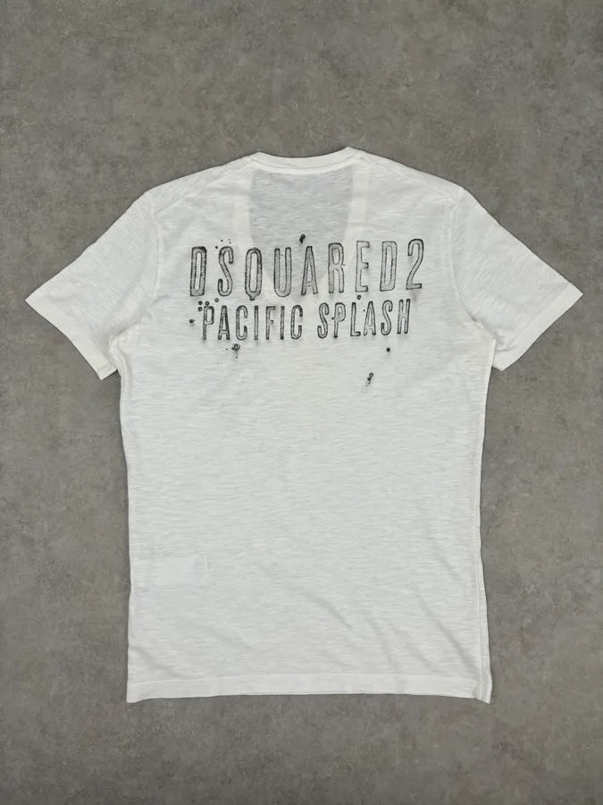 SS2015 Dsquared2 Cream White Palm Tree V Neck T-Shirt iQyOwqR 4