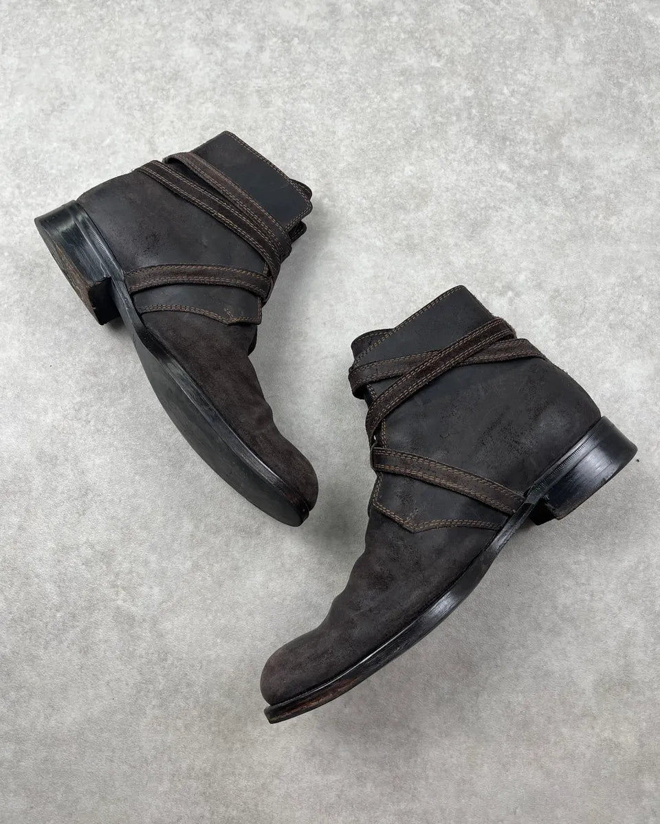 2000s Dsquared2 Dark Brown Suede Strap Chelsea Boots goTqDUd 2