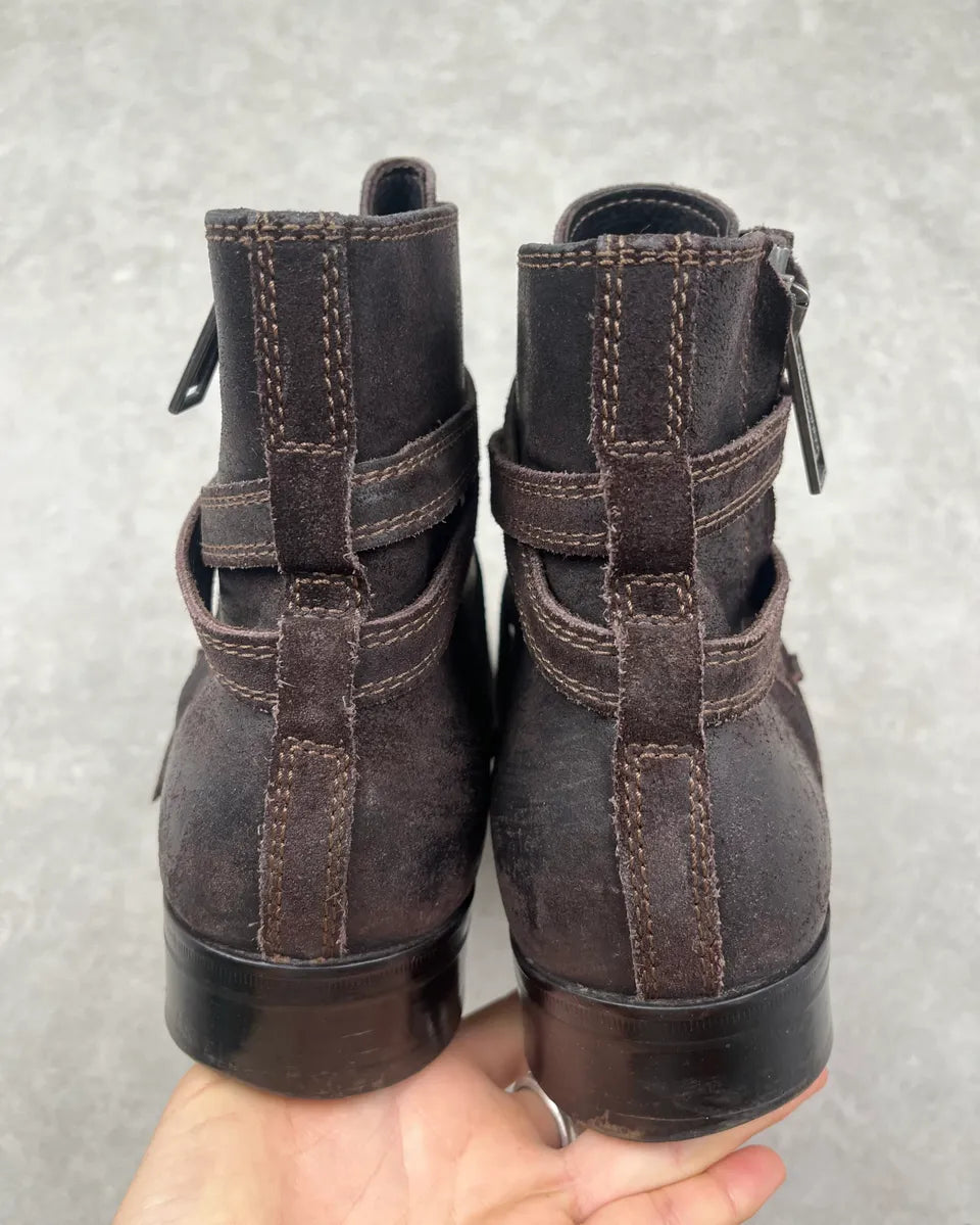 2000s Dsquared2 Dark Brown Suede Strap Chelsea Boots goTqDUd 6