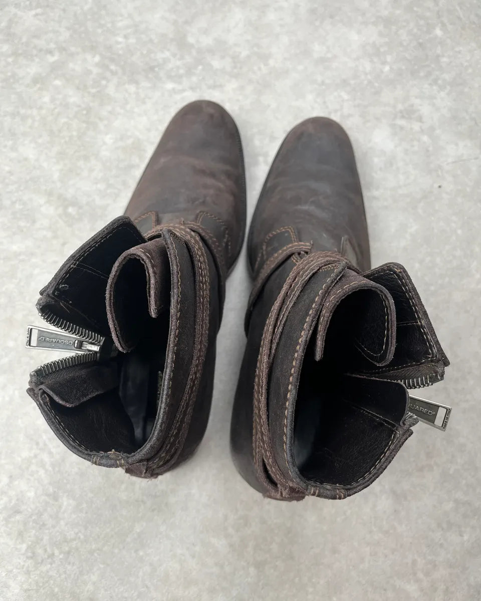 2000s Dsquared2 Dark Brown Suede Strap Chelsea Boots goTqDUd 7