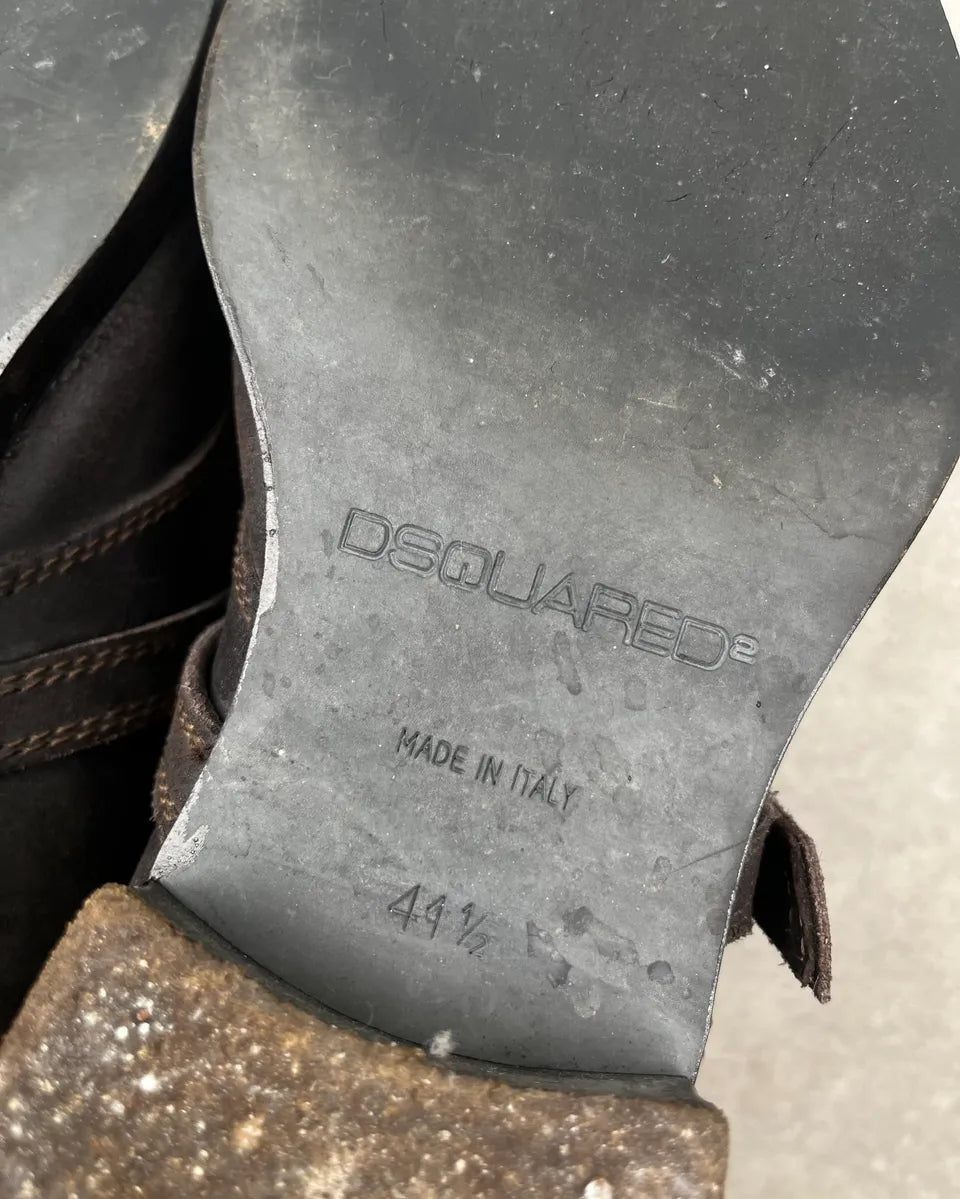 2000s Dsquared2 Dark Brown Suede Strap Chelsea Boots goTqDUd 9