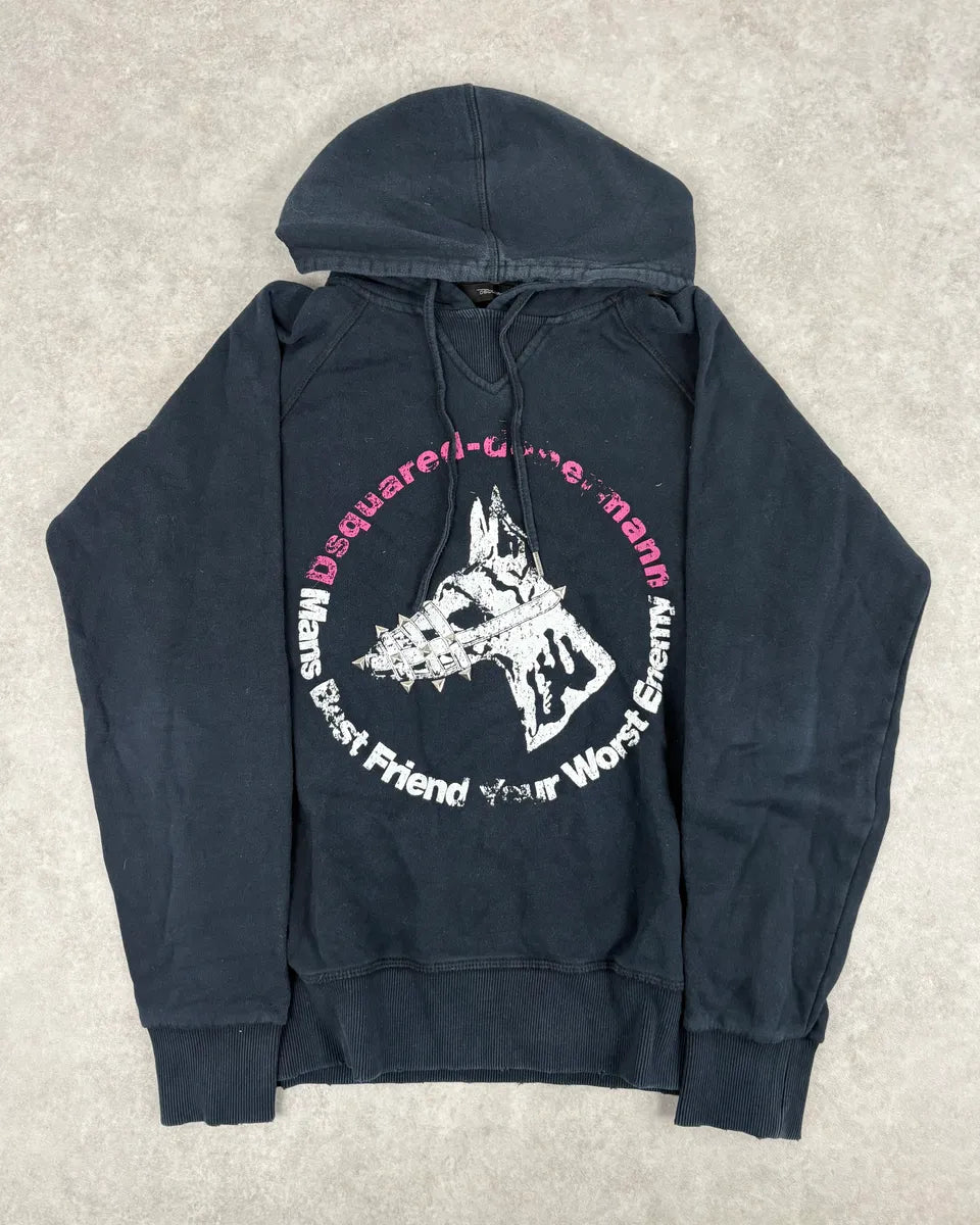 AW2007 Dsquared2 Doberman Dog Black Hoodie gxiAnHm 0