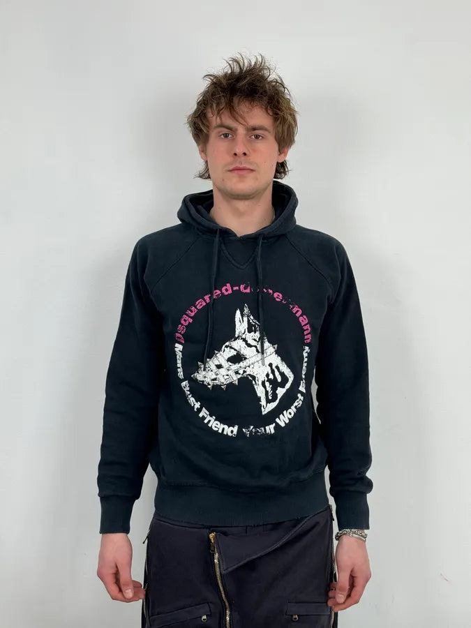 AW2007 Dsquared2 Doberman Dog Black Hoodie gxiAnHm 1