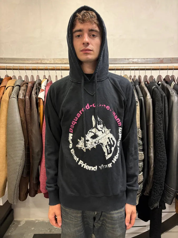 2000s Dsquared2 Doberman Dog Black Hoodie LYyLndj 1