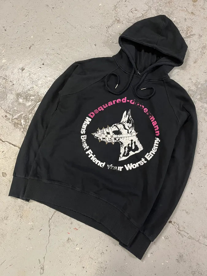 2000s Dsquared2 Doberman Dog Black Hoodie LYyLndj 3