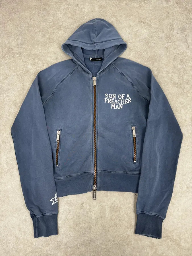 AW2005 Dsquared2 Faded Blue Preacher Zip-up Hoodie xrzQlHb 0