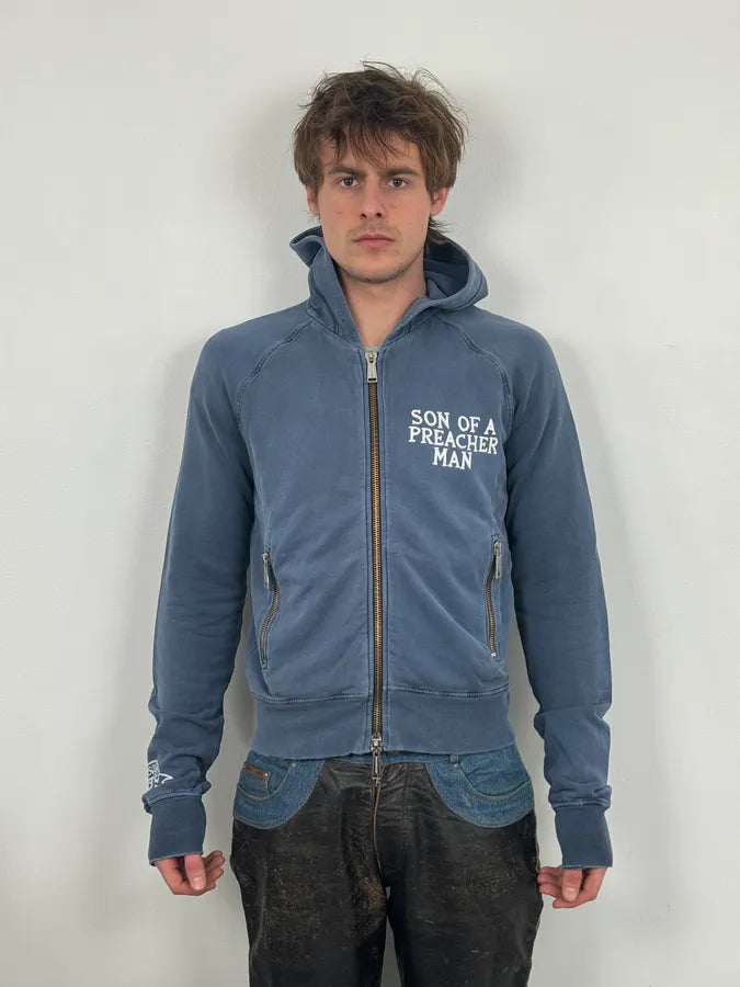 AW2005 Dsquared2 Faded Blue Preacher Zip-up Hoodie xrzQlHb 1