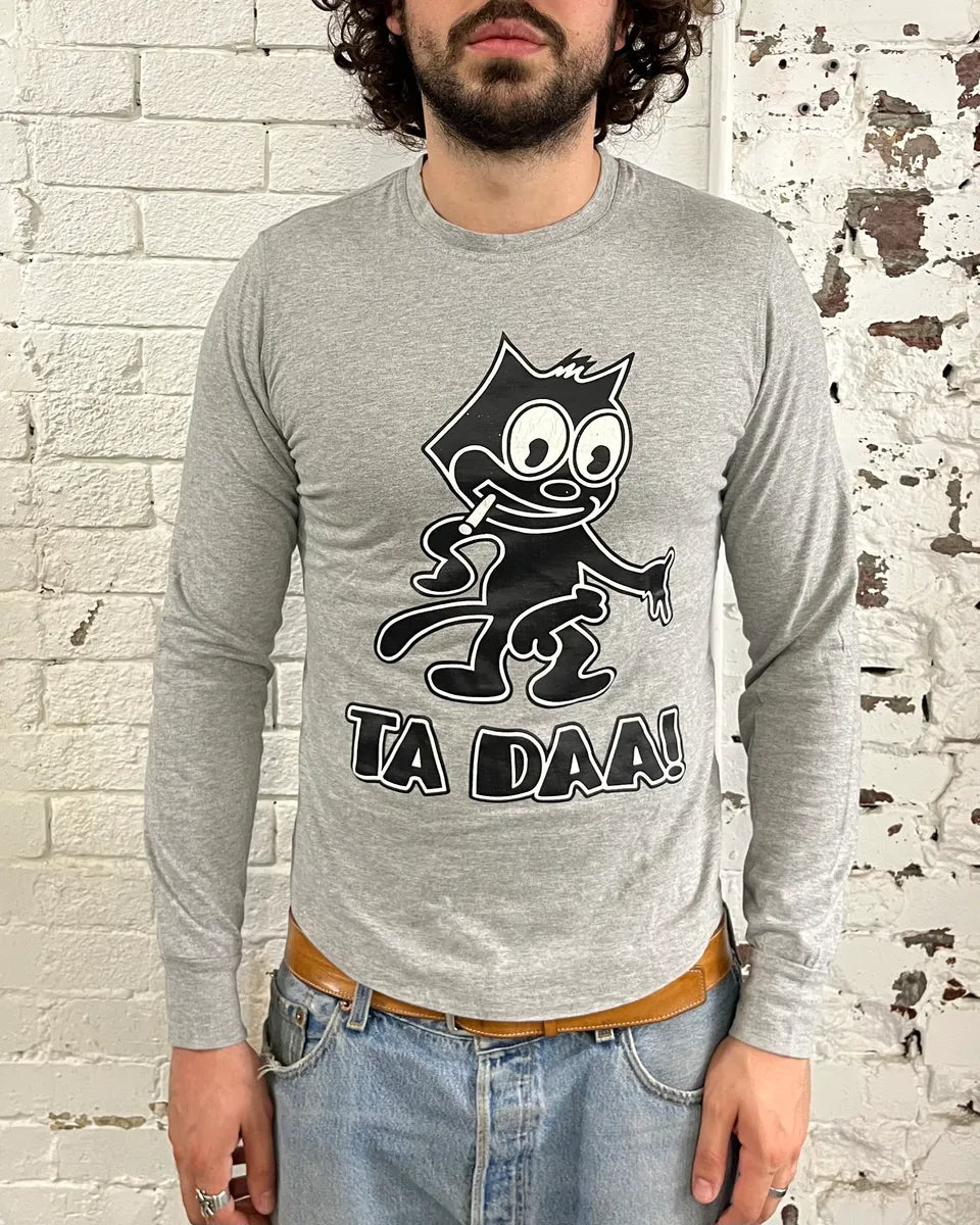 2000s Dsquared2 Felix The Cat Ta Daa Hot Grey Longsleeve T-Shirt hrNDdsa 1