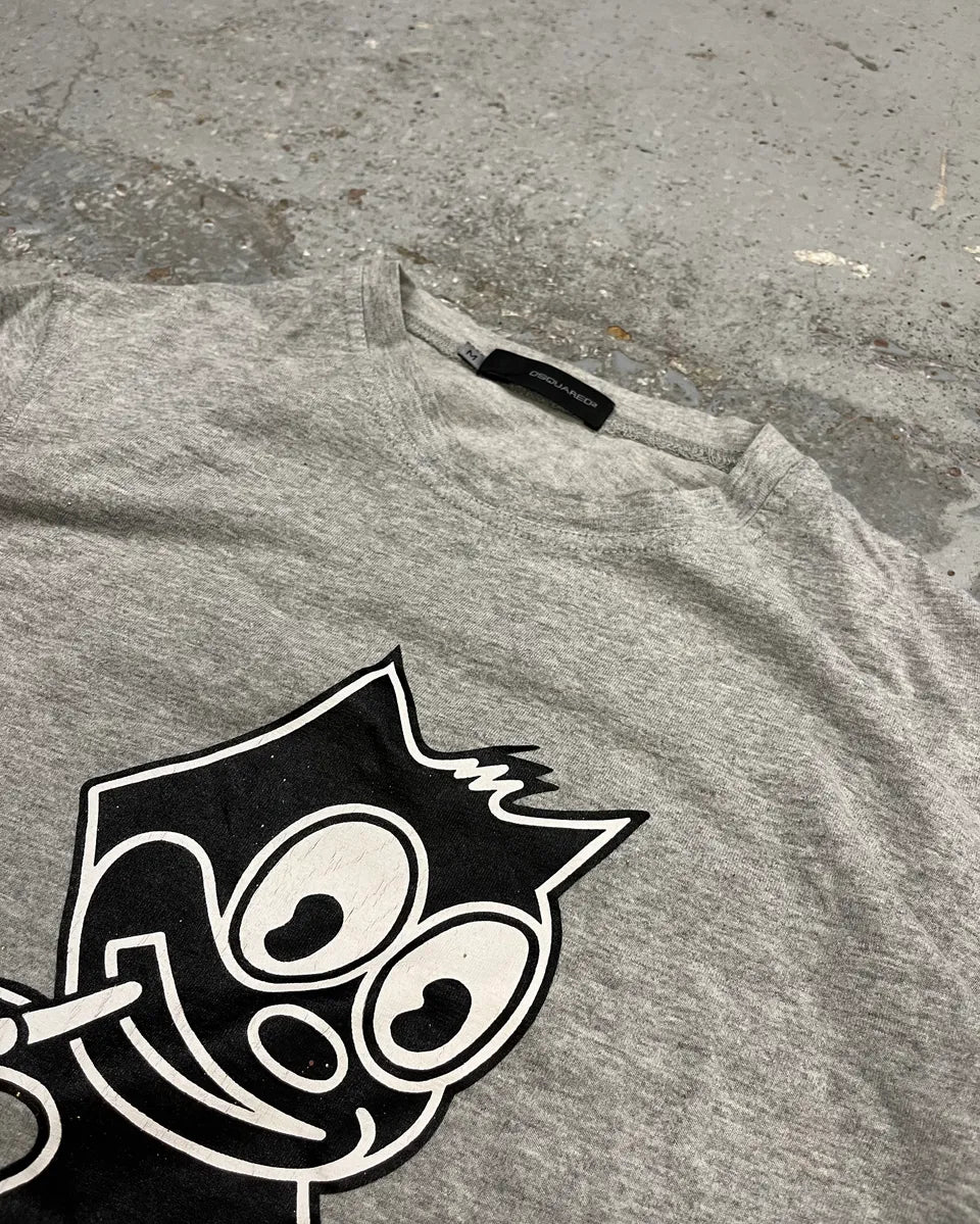 2000s Dsquared2 Felix The Cat Ta Daa Hot Grey Longsleeve T-Shirt hrNDdsa 4