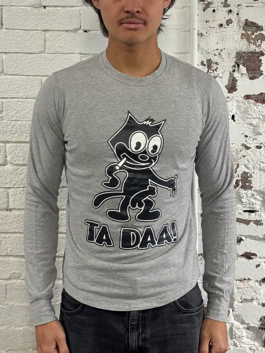 2000s Dsquared2 Felix The Cat Ta Daa Hot Grey Longsleeve T-Shirt TWxFfxs 1