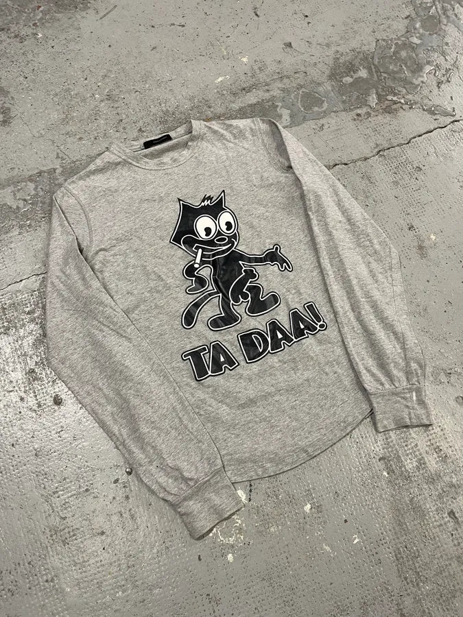 2000s Dsquared2 Felix The Cat Ta Daa Hot Grey Longsleeve T-Shirt TWxFfxs 3