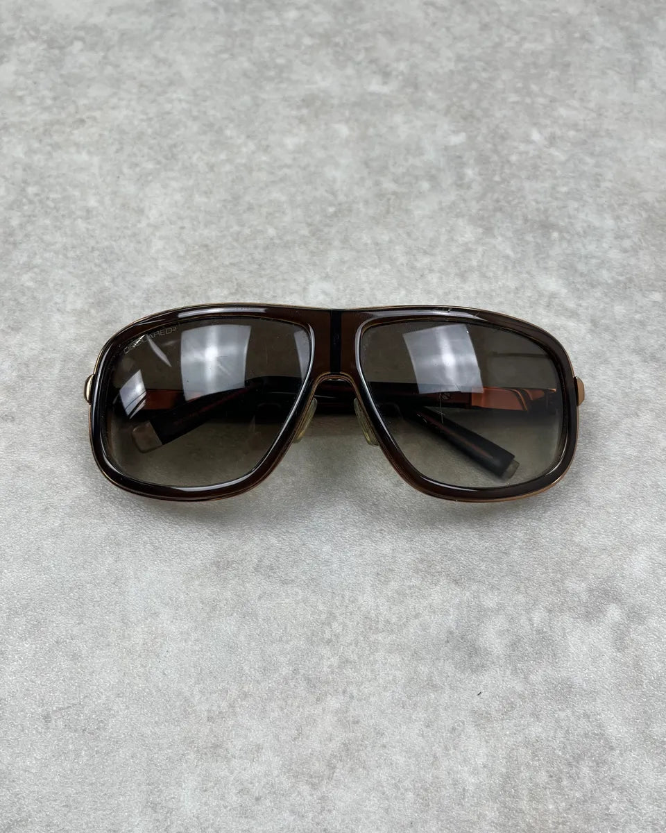 2000s Dsquared2 Golden Details Brown Acetate Aviator Sunglasses qCSWLta 3